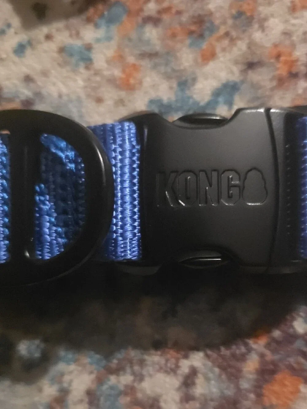 Kong Blue Nylon Dog Collar with Black Buckle and Red Logo Accent MEDIUM NWT